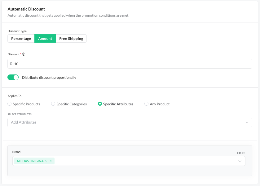 Automatic discount example